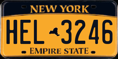 NY license plate HEL3246