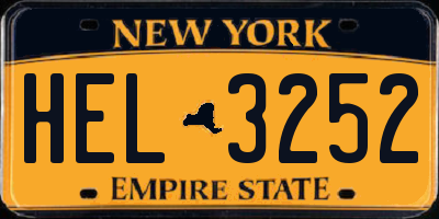 NY license plate HEL3252