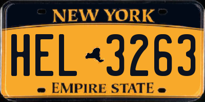 NY license plate HEL3263