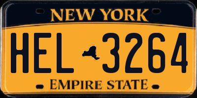 NY license plate HEL3264