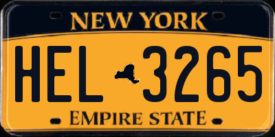 NY license plate HEL3265