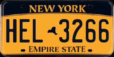 NY license plate HEL3266