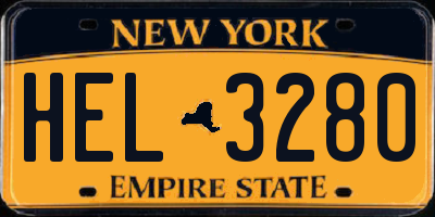 NY license plate HEL3280