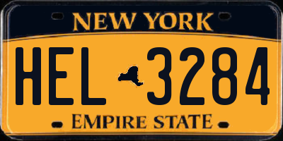 NY license plate HEL3284