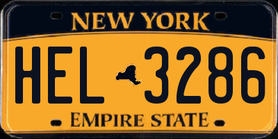 NY license plate HEL3286