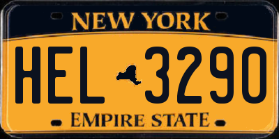 NY license plate HEL3290