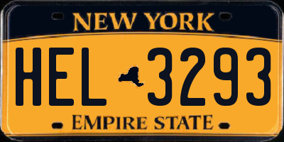 NY license plate HEL3293