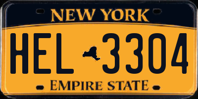 NY license plate HEL3304