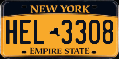 NY license plate HEL3308