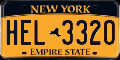 NY license plate HEL3320