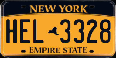 NY license plate HEL3328