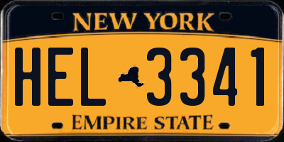 NY license plate HEL3341