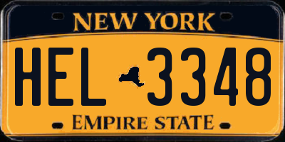 NY license plate HEL3348