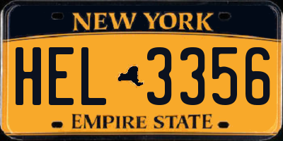 NY license plate HEL3356