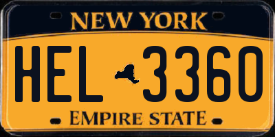 NY license plate HEL3360