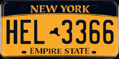 NY license plate HEL3366
