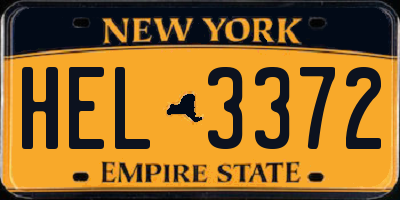 NY license plate HEL3372