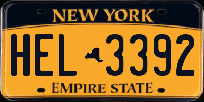 NY license plate HEL3392