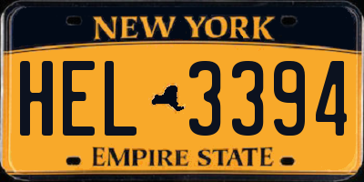 NY license plate HEL3394