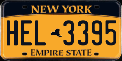 NY license plate HEL3395