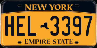 NY license plate HEL3397