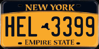 NY license plate HEL3399