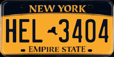 NY license plate HEL3404