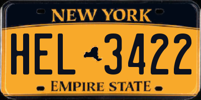 NY license plate HEL3422