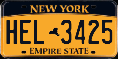 NY license plate HEL3425