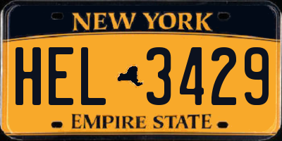 NY license plate HEL3429