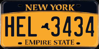 NY license plate HEL3434