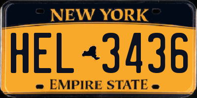 NY license plate HEL3436