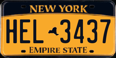NY license plate HEL3437
