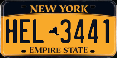NY license plate HEL3441