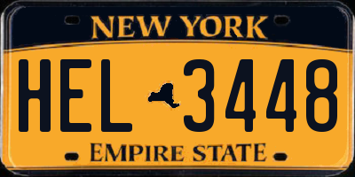 NY license plate HEL3448