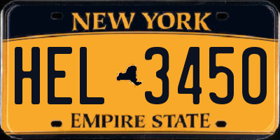 NY license plate HEL3450