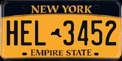 NY license plate HEL3452