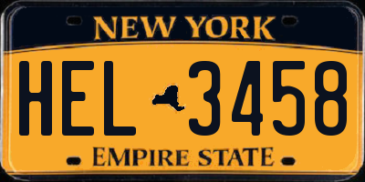 NY license plate HEL3458