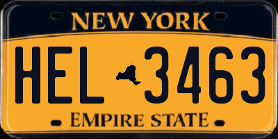 NY license plate HEL3463