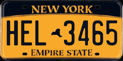 NY license plate HEL3465
