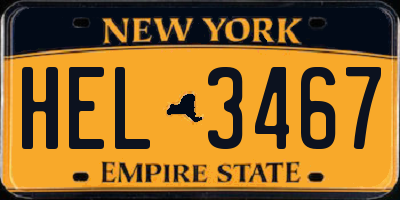 NY license plate HEL3467