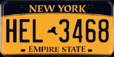 NY license plate HEL3468
