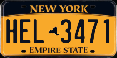 NY license plate HEL3471