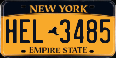 NY license plate HEL3485