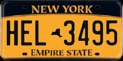 NY license plate HEL3495