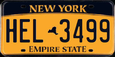 NY license plate HEL3499
