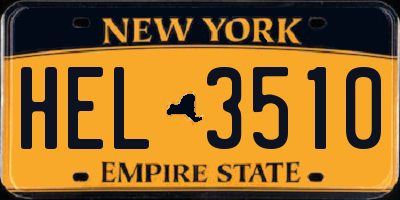 NY license plate HEL3510