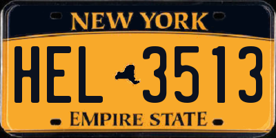 NY license plate HEL3513