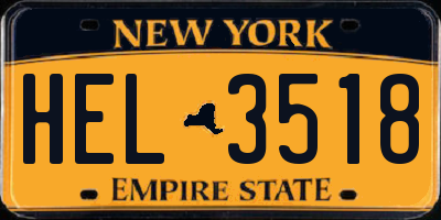 NY license plate HEL3518