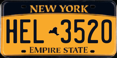 NY license plate HEL3520